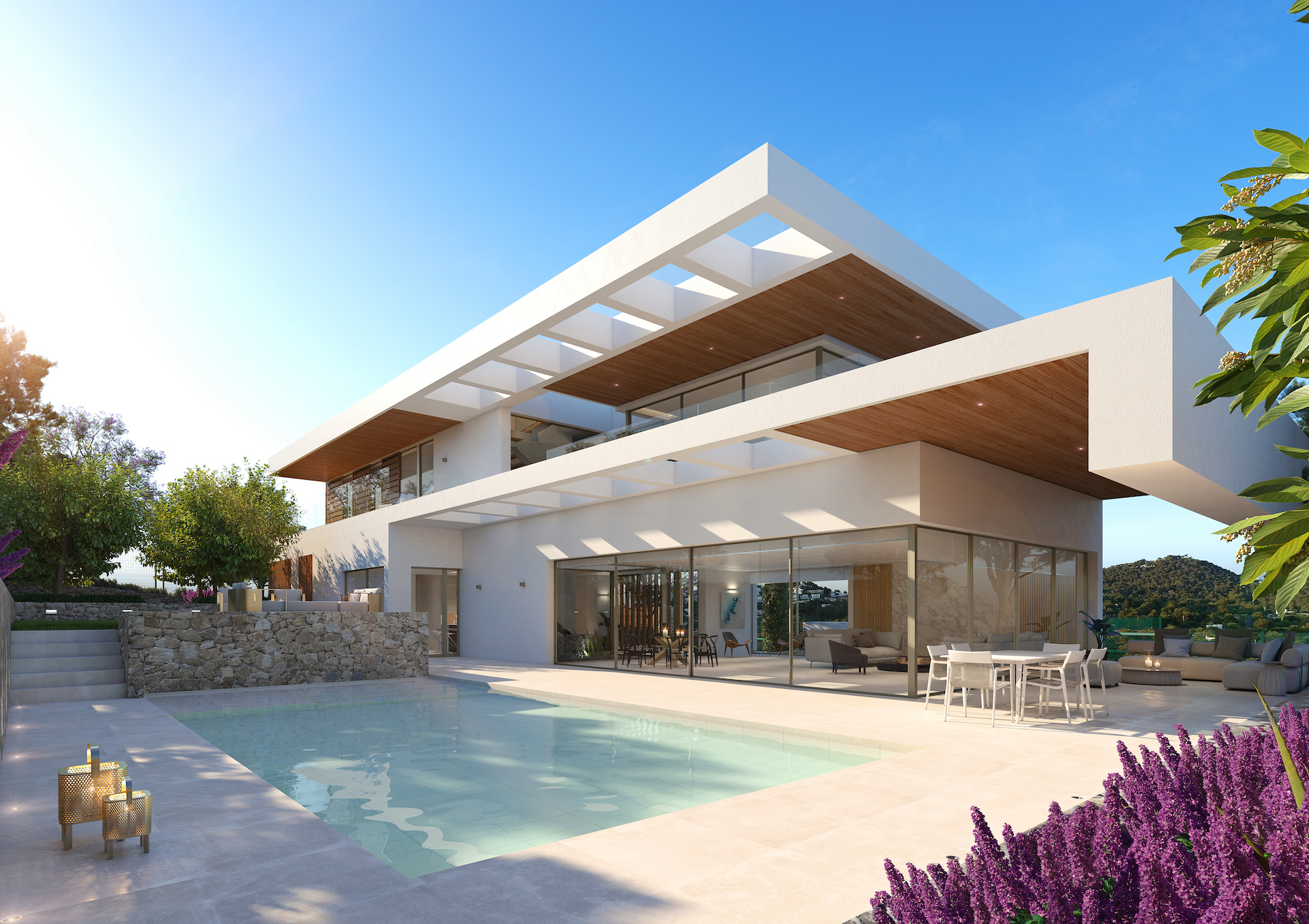 resa estates  ibiza real estate villa for sale new development furnet 2021 private pool exterior day house blue sky.jpg